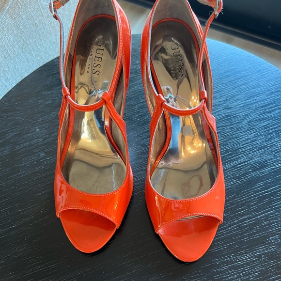 Guess ankle strap heels. Orange. Size 7.5. - Picture 2 of 7